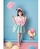 Foreverkidz Half sleeves Victoria Satin Dress For Girls - Mint & white
