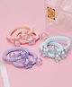 Yellow Bee Set Of 6 Braided With Pearl Embellished Rubber Bands  - Multi Colour