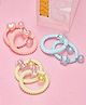 Yellow Bee Set Of 6 Braided With Pearl Embellished Rubber Bands - Multi Colour