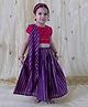 Tiber Taber Cotton Silk Blend Embroidered Sleeveless Choli & Striped Lehenga with Dupatta Set - Purple & Red