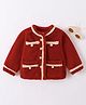 Kookie Kids Full Sleeves Sweat Jacket With Solid Colour - Red