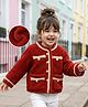 Kookie Kids Full Sleeves Sweat Jacket With Solid Colour - Red