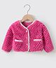 Kookie Kids Full Baggy Sleeves Sweat Jacket with Cable Knit Design - Fuschia