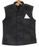 Vastramay Sleeveless Mini Polka Dot Embellished Nehru Jacket - Black