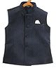 Vastramay Sleeveless Mini Polka Dot Embellished Nehru Jacket - Blue