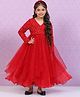 BIBA Full Sleeves Floral Embroidered  Layered  Dress - Red