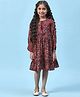 BIBA Full Sleeves Abstract Motif  Tiered Dress - Maroon