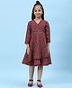 BIBA Three Fourth Sleeves  Floral Printed Angrakha Style Tiered Dress -  Maroon