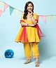 BIBA Three Fourth  Sleeves Floral Embroidered & Shisha   Embellished Kurta Sharara Suit Set -Yellow