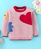 ToffyHouse 100% Flatknitted Cotton Full Sleeves Pullover Heart Design - Pale Rose Pink