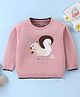 ToffyHouse 100% Flatknitted Cotton Full Sleeves Pullover Squirrel Design - Pale Rose Pink