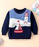ToffyHouse 100% Flatknitted Cotton Full Sleeves Pullovers Ship Design - Navy