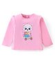 Babyhug 100% Cotton Knit Full Sleeves Top With Kitty Graphics - Pink