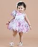Titrit  One Side Shoulder Organza Balloon Style Party Frock -  White