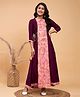 Stylo Bug  Three Fourth Sleeves Ethnic Motif Printed & Gotta Laced Embellished  Gown - Purple