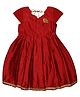 Young Birds Cap Sleeves Solid Laced Embellished  Ethnic Dress - Red