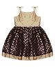 Young Birds Silk Sleeveless Chevron Designed Foil Printed Shoulder Tie Up Ethnic Dress - Purple