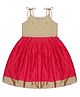 Young Birds Silk Sleeveless Ethic Motif Self Designed Swirl Printed Shoulder Tie Up  Dress - Pink