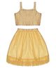 Young Birds Sleeveless Floral Swirl Printed Crop Top With Flared Skirt - Golden