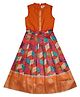 Young Birds Sleeveless Cubic Block  & Ethnic Floral Printed Gown - Orange