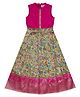 Young Birds Sleeveless Flower Printed Gown - Rani Pink