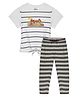 Young Birds Half Sleeves Dream Big Printed & Striped Tee With Pajama - White & Black