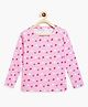 Campana Girls 100% Cotton Full Sleeves All Over Hearts Printed Tee - Pink