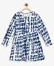 Campana 100% Cotton Jersey Abstract Design Tie & Dye Fit & Flare Dress - Indigo Blue & White