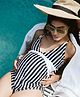 Momsoon Sleeveless Monochrome Striped Maternity Swimsuit - White & Black