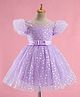 Mark & Mia Half Sleeve Knee Length Heart Foil Print Party Dress - Lavender