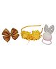 Tia Hair Accessories Set Of 3 Corsage & Bunny Applique Detailed Hair Accessories - Yellow & White