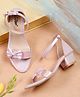 Tiny Bugs Bow Applique Open Toe   Heels - Purple
