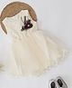 Qvink Sleeveless Floral Lace Bodice Embellished Fit & Flare Dress With Detachable Corsage - Cream