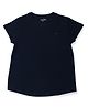 PALM TREE Half Sleeves Solid Knit Top - Navy Blue