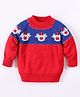 Kookie Kids Full Sleeves Sweater with Reindeer Design - Red