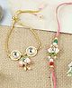Asthetika Set Of 2 Meenakari Kundan Stone Beaded Bracelet with Rakhi     - Pink
