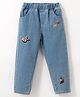 Kookie Kids Denim Full Length Jeans With Embroidery- Blue