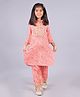 misbis Three Fourth Sleeves  Bandhej Designed & Coins Dagler Detailed Kurta With Coordinating Bandhej Designed Harem Pant - Pink