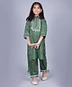 misbis Three Fourth Sleeves Leheriya Designed &Lace Embellished Kurta And Harem Pant Set -Green