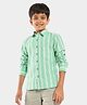 Lilpicks Couture Full Sleeves Awning Striped Shirt - Green & White
