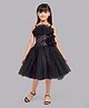 PinkChick Sleeveless Floral Applique Ruffled  Party Dress - Black