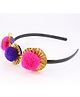 Pihoo Hair Band Gotta Patti & Pom Pom Appliques - Black Pink Purple