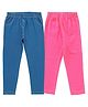 Juscubs Pack Of 2  Denim Type Solid Jeggings - Blue Fushia Pink