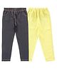 Juscubs Pack Of 2  Denim Type Solid Jeggings - Black & Yellow