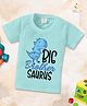 babywish Cotton Spun Raksha Bandhan Theme Half Sleeves  Big Brother Saurus Text Printed Tee - Sea Green
