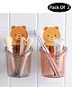 Mihar Essentials Toothbrush Holder Shelf Wall Mounted with Self Adhesive Teddy Bear Magic Sticker -Pack Of 2