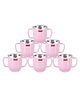 HAZEL Double Wall Stainless Steel Double Handle Baby Mug Set of 6 Pink - 250 ml