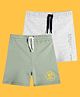 Anthrilo Pack Of 2 Dinosaur & Placement Text Printed Shorts - Grey & Green