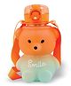 Koochie Koo Plastic Teddy Bear Water Bottle Push Button Water Bottle with Straw Sipper Bottle with Adjustable Strap and Stickers Orange - 800 ml