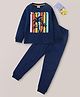BLUSHES Full Sleeves Tree  Printed Night Suit - Navy Blue
